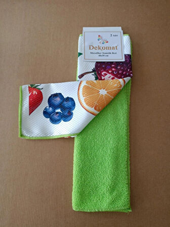 MİCROFİBER TEMİZLİK BEZİ 40X50 CM 2 ADET (BİR ADET BASKILI BİR ADET NATUREL)