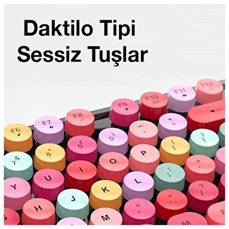 Polham Daktilo Tuşlu 2.4G Q Klavye Kablosuz Bluetooth Klavye Mouse Seti