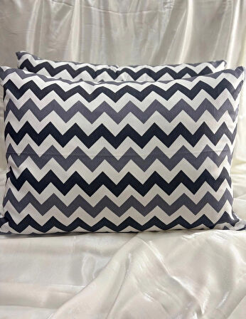 Desenli Fermuarlı | 2 Adet Yastık Kılıfı Pamuklu