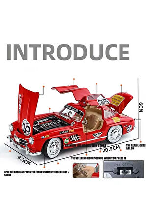 Mercedes-benz 300 Sl Kırmızı 1954 Model Klasik Araba 1/24 Ölçek Mercedes 300SL Etiketli Araba