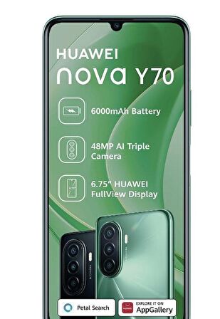 Huawei Nova Y70 Siyah 128 GB  / 4 GB Ram Yenilenmiş ürün ( Sıfır Gibi)