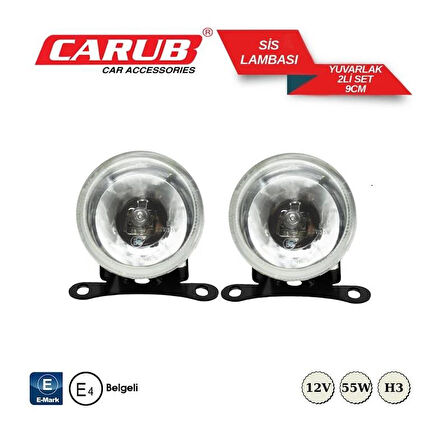 CARUB Sis Lambası Yuvarlak 9cm 12V Beyaz EMARK BELGELİ