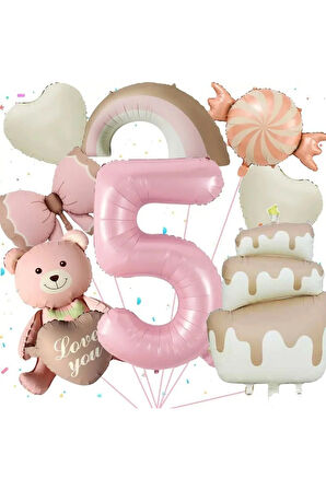 RETRO PASTA ŞEKER AYICIK KALP GÖKKUŞAĞI FİYONK DOĞUM GÜNÜ YAŞ PARTİ SET