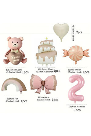 RETRO PASTA ŞEKER AYICIK KALP GÖKKUŞAĞI FİYONK DOĞUM GÜNÜ YAŞ PARTİ SET