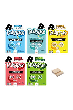 8. Sınıf Bumerang 32 Haftalık Matematik Fen Türkçe İnkılap ve Din Tüm Dersler Denemeleri 5li Set