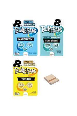 LGS 8. Sınıf Bumerang 32 Haftalık Matematik Fen Bilimleri ve Türkçe Denemeleri 3lü Set