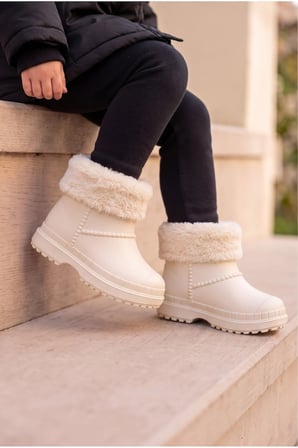 Çocuk Unisex İçi Kürklü Yağmur Çizmesi Beyaz