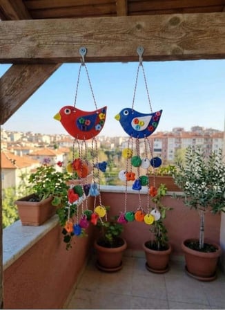 El Yapımı Taş Tozu Kuş Figürlü Dekoratif Obje Çok Renkli 11 cm