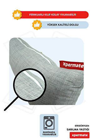 XPERMATE Sarılma Yastığı , Uyku Yastığı , Bacak Arası Yastığı Dikdörtgen 150x25 cm AçıkGri