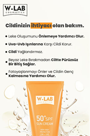 W-Lab Kozmetik SPF50 Güneş Kremi 2 li Set