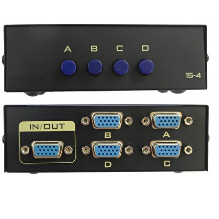 4841 Vga Switch Çoklayıcı Çoğaltıcı 4 Port 4 Kasa 1 Ekran