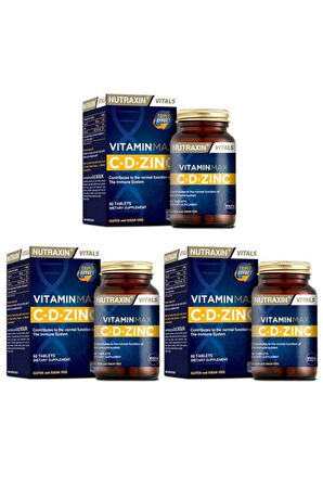 Nutraxin Vitamin Max C + D Zinc 60 Tablet 3 Adet
