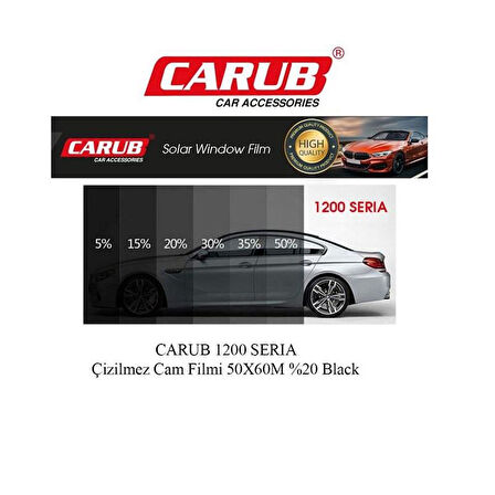 CARUB 1800 SERIA ORJ Çizilmez cam filmi 50 cm X60M %20 Black Orta 