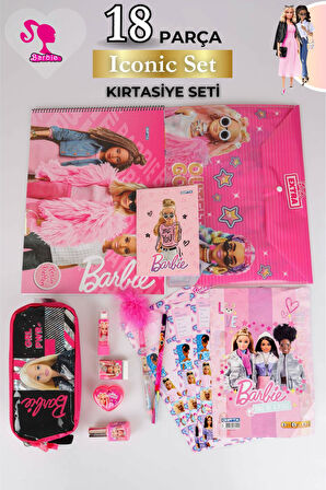 DEKOMUS İLE YENİ SEZON LİSANSLI BARBIE KALEM ÇANTASI İLE 13 PARÇA FULL + FULL KIRTASİYE / OKUL SETİ 