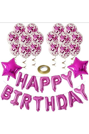 ŞEFFAF BALONLU HAPPY BIRTHDAY FOLYO BALON SET
