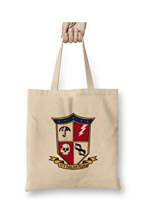 Umbrella Academy Logo Beyaz Bez Çanta Uzun Saplı Alışveriş Çantası Plaj Çantası