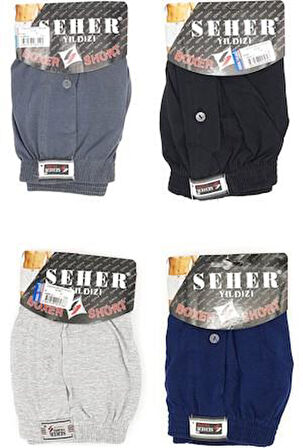 6 Lı Paket Seher Yıldızı Pamuklu Penye Düğmeli Erkek Boxer 0008