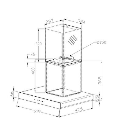 Kügerr F10 60 cm Gri Ankastre Davlumbaz