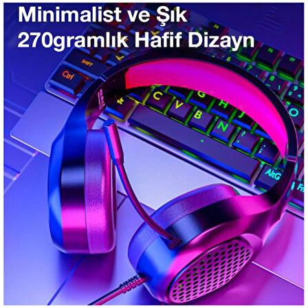 Coofbe RGB Işıklı 2mt Kablolu Profesyonel Oyuncu Kulaklığı Laptop PS4 5 Uyumlu Kafaüstü Kulaklık