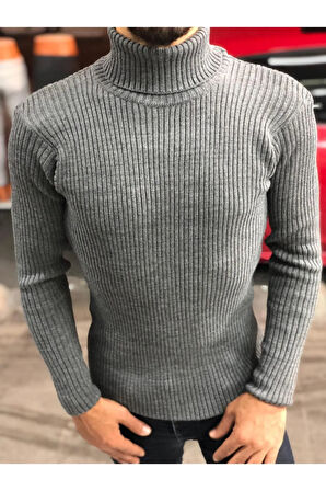 Erkek Boğazlı Slim Fit Triko Kazak