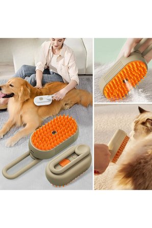Su Püskürtmeli Kedi Köpek Fırçası Masaj Etkili Tüy Toplama Tarağı