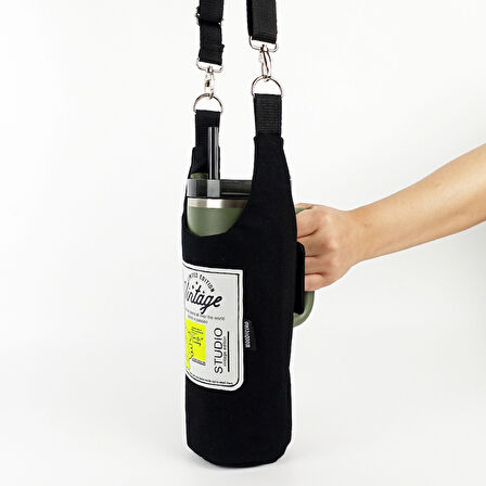 Woodycord El Yapımı Love Ayıcık Matara Termos Kılıfı Kulplu Model Quencher Pipetli 1,18