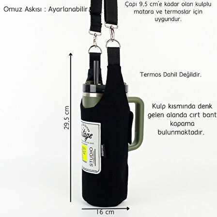 Woodycord El Yapımı Love Ayıcık Matara Termos Kılıfı Kulplu Model Quencher Pipetli 1,18