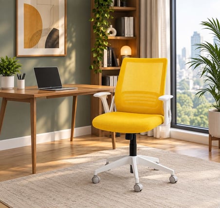 Yenilik Rüzgarı Pacers Ergonomik Çalışma Koltuğu Katlanır Kollu Sarı Modern Tasarım