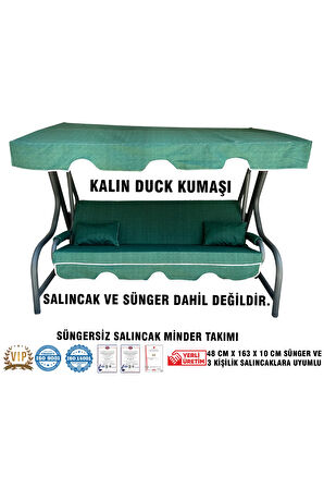 Lüks DUCK Vip Salıncak Minder Seti 3 Kişilik (SÜNGERSİZ) Tenteli-YEŞİL-Salıncak Minder Seti