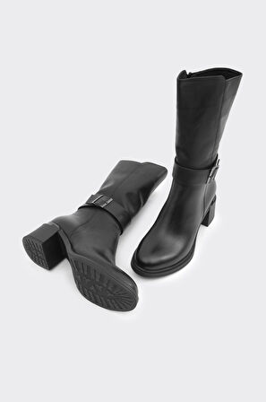 Hakiki Deri Topuklu Kadın Çizme