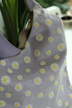 Lila papatya tül işleme tek kulp omuz çantası