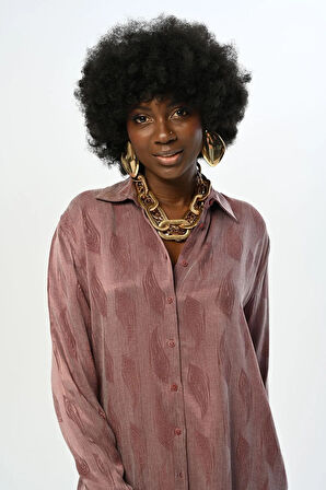 KADIN DESENLİ OVERSİZE KESİM GÖMLEK