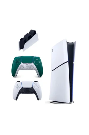 Sony Playstation 5 Slim dijital 825GB + 2.kol Dualsense Alpine Green + Şarj İstasyonu ( İthalatçı Garantili )