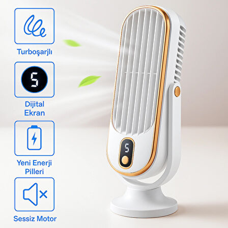 QASUL Yaz Masaüstü Fanı  Hava Soğutma 5 Rüzgar Hızı USB Şarj Edilebilir Salınımlı Fan - Yatak Odası Açık Kamp için USB Şarj Edilebilir Küçük Fan