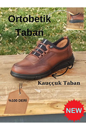 Erkek Sportif Kışlık Kundura Hakiki Deri  Kauççuk Taban Otobetik ve Bağsız Lastikli