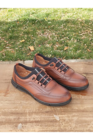 Erkek Sportif Kışlık Kundura Hakiki Deri  Kauççuk Taban Otobetik ve Bağsız Lastikli