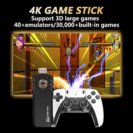 BYOZTEK X8 Pro Retro oyun konsolu  4K 64GB 30000 + Oyunlar 40 + Simülatör HD çıkış Kablosuz Gamepad 