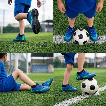 Çocuk Halı Saha Futbol Ayakkabısı – Hafif, Kaymaz Tabanlı, Bağcıklı Kramponsuz Spor Ayakkabı