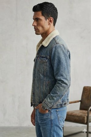 Erkek Mavi Trucker Ceket 2.0 SHERPA TRUCKER Mavi / M