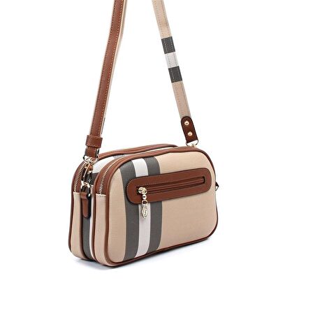 Silver Polo  Kadın Çapraz Çanta 745-34569 SILVER POLO ÇAPRAZ Kadın ÇANTASI MK130 BEJ-MAT TABA