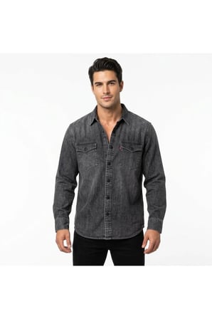 relaxed fit western erkek kot gömlek--koyu füme-- fümeGri / XL