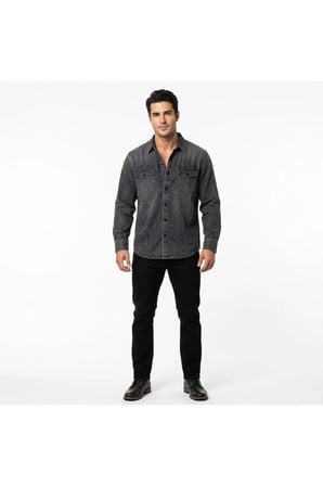 relaxed fit western erkek kot gömlek--koyu füme-- fümeGri / XL