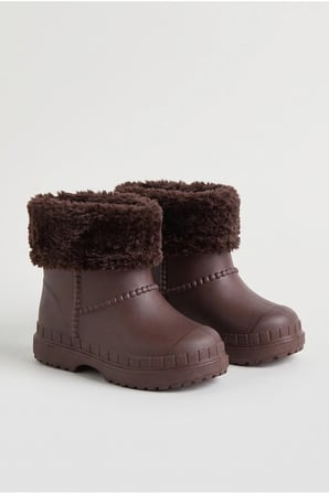 Çocuk Unisex İçi Kürklü Yağmur Çizmesi Kahverengi