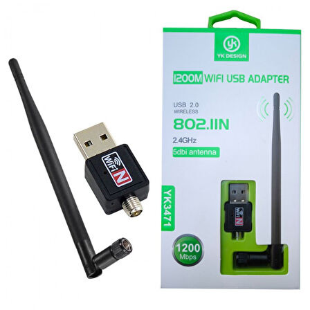 Usb 1200 mbps wireless wifi adaptör 2.4 Ghz 5 dbı antenli wifi adapter