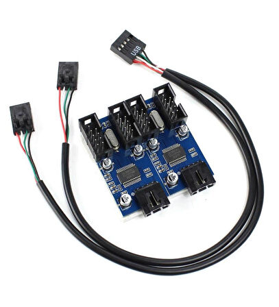 Anakart USB 9 Pin Hub Erkek 1-2/4 Dişi USB 2.0 Splitter Uzatma Kablosu