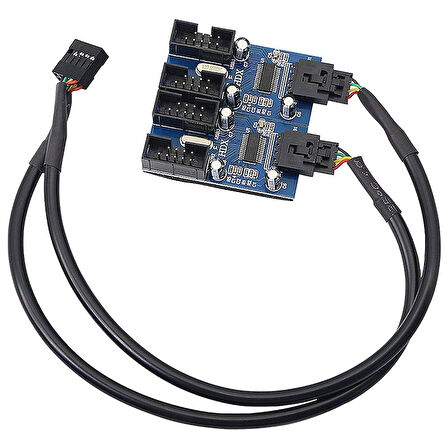 Anakart USB 9 Pin Hub Erkek 1-2/4 Dişi USB 2.0 Splitter Uzatma Kablosu