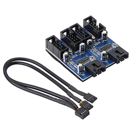Anakart USB 9 Pin Hub Erkek 1-2/4 Dişi USB 2.0 Splitter Uzatma Kablosu