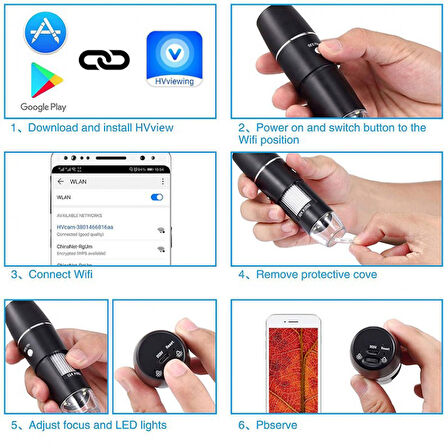 Kablosuz el tipi mikroskop 8 ledli wifi endoskop kamera wifi dijital mikroskop 