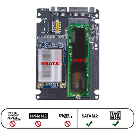Sata 3 to M.2 NGFF mSATA SSD çavirici kart SATA M2 Dönüştürücü