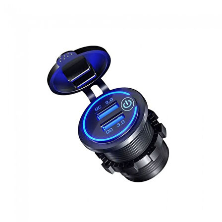 12 V/24 V QC3.0 USB Hızlı araç Şarj Soketi Dokunmatik Anahtarılı